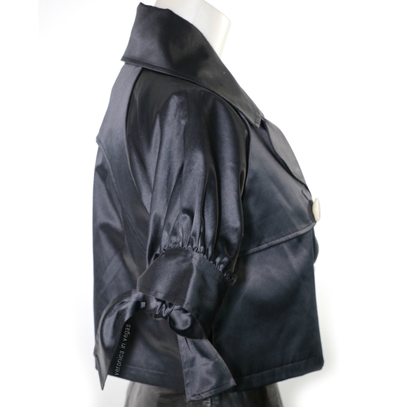 VERTIGO PARIS CROPPED SATIN TRENCH JACKET - Picture 3 of 4